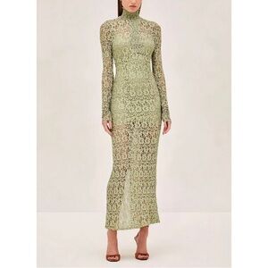 NWOT ALEXIS Green Midi Lace Long-Sleeve Tafari Dress